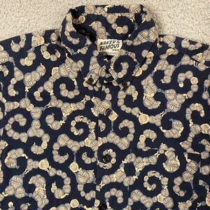 Naked‎ & Famous Shirt Mens Small Japanese Fabric Print Button Down Asian
